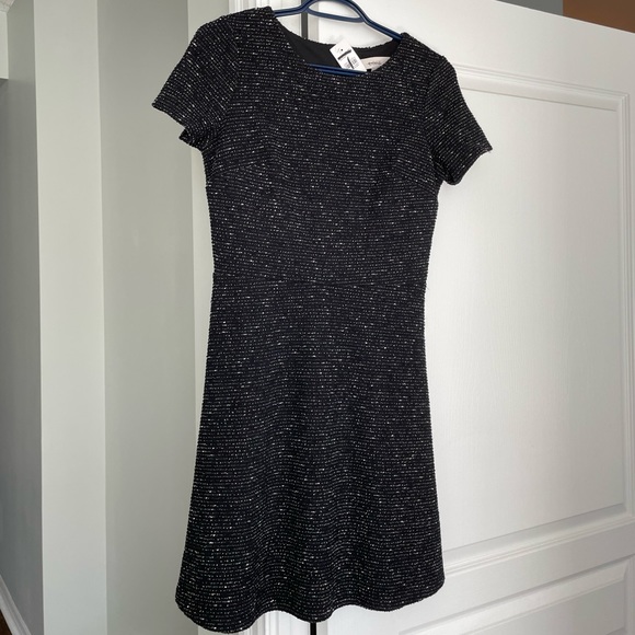 NWT- LOFT half sleeves tweed mini fit and flare dress - Picture 5 of 8